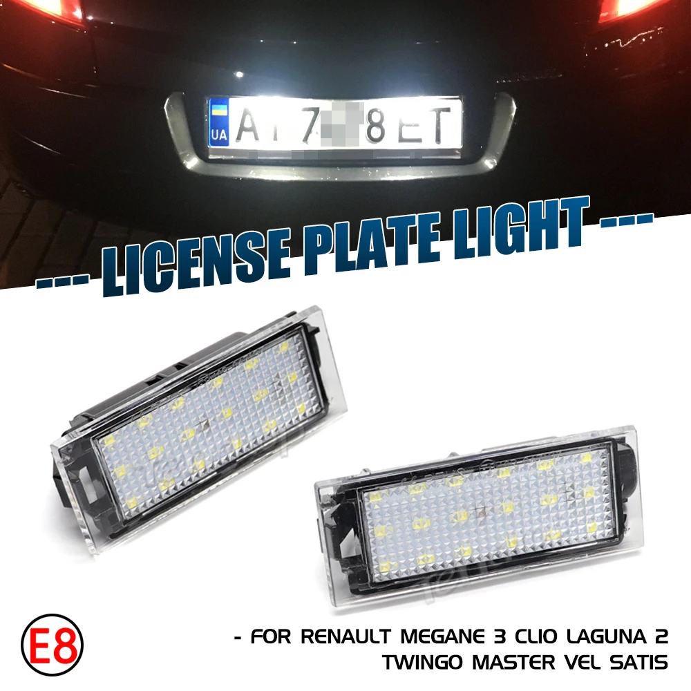 Canbus LED Number License Plate Light Lamp For Renault Megane 3 Clio Laguna 2 Megane 3 Twingo Master Vel Satis Error Free White