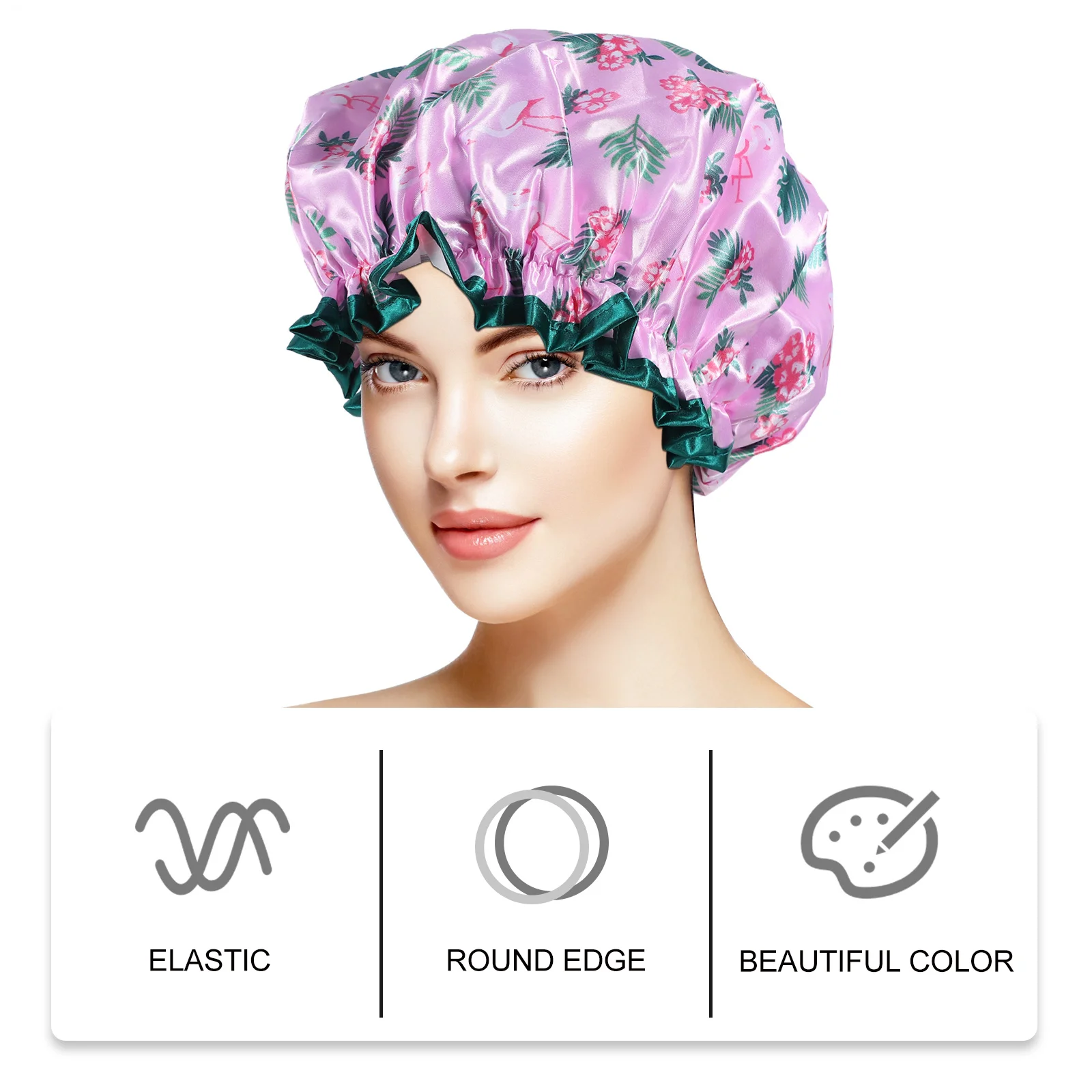 

2 шт. водонепроницаемая шапочка для душа, двухслойная крышка для купания, эластичный чепчик для ухода за лицом, спа, приготовления пищи, женская шапочка для ванны, легкая