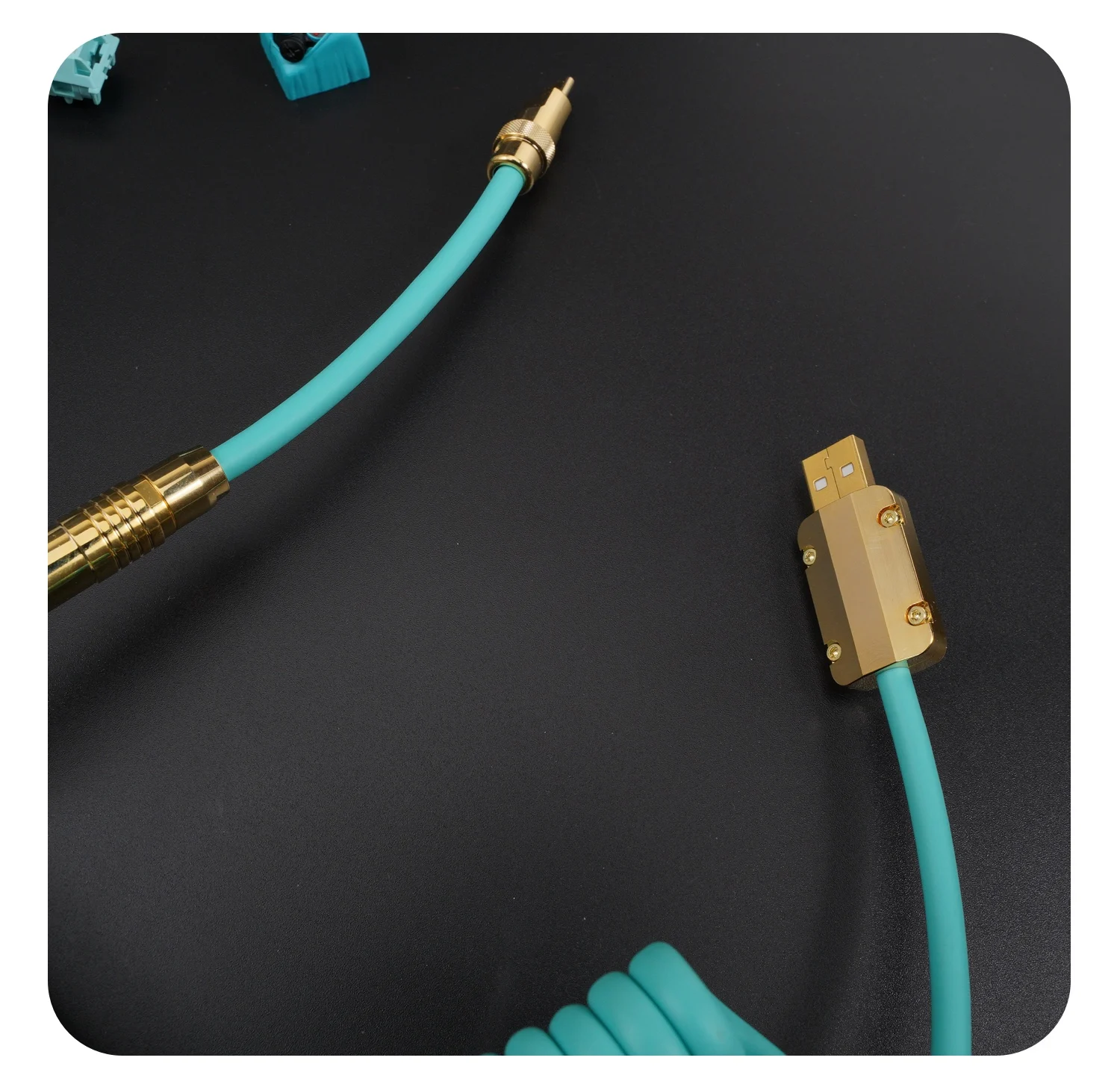 GeekBable handmade DIY customized computer mechanical keyboard data cable super elastic series gold hardware Tiffany color