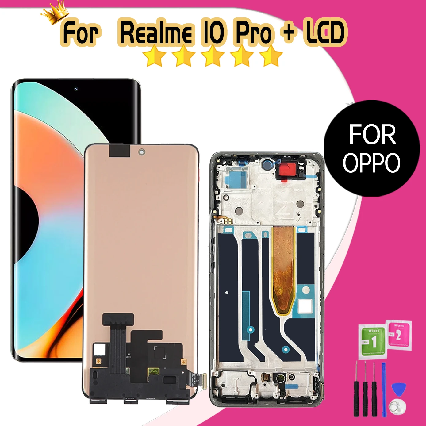 

6,7 "AMOLED для Oppo Realme 10 Pro + Plus ЖК-дисплей с сенсорным экраном RMX3687 RMX3686, замена дигитайзера в сборе