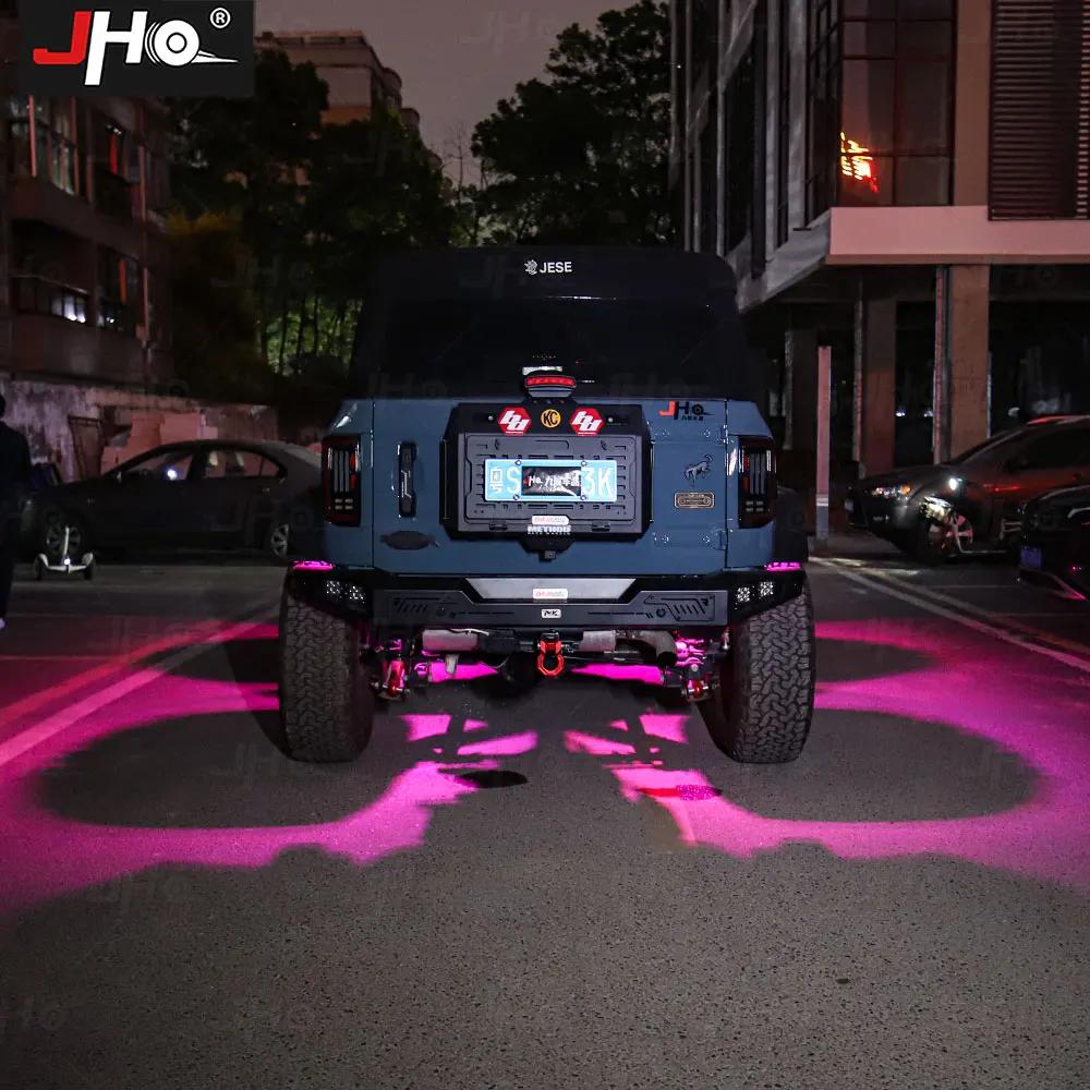 JHO 8 Pods LED Rock Lights Kit, APP/RF-bediening Veelkleurige Magic RGB Underglow Lights Muziekmodus Exterieur voor Ford Bronco 2022+