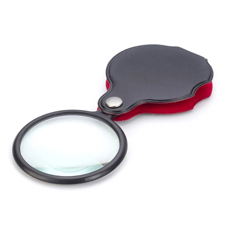 Mini Magnifying Glass 8X Pocket Magnifying Glass 48mm Folding Pocket Magnifier Loupe with Rotating Protective Holster