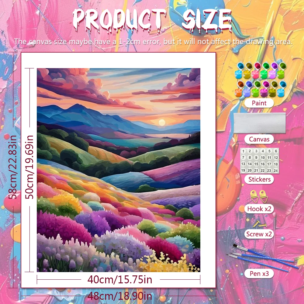 Huacan DIY Coloring By Numbers Mountain Digital Oil Painting Sunset Landscape Oil Painting By Numbers Scenery Handpainted Gift