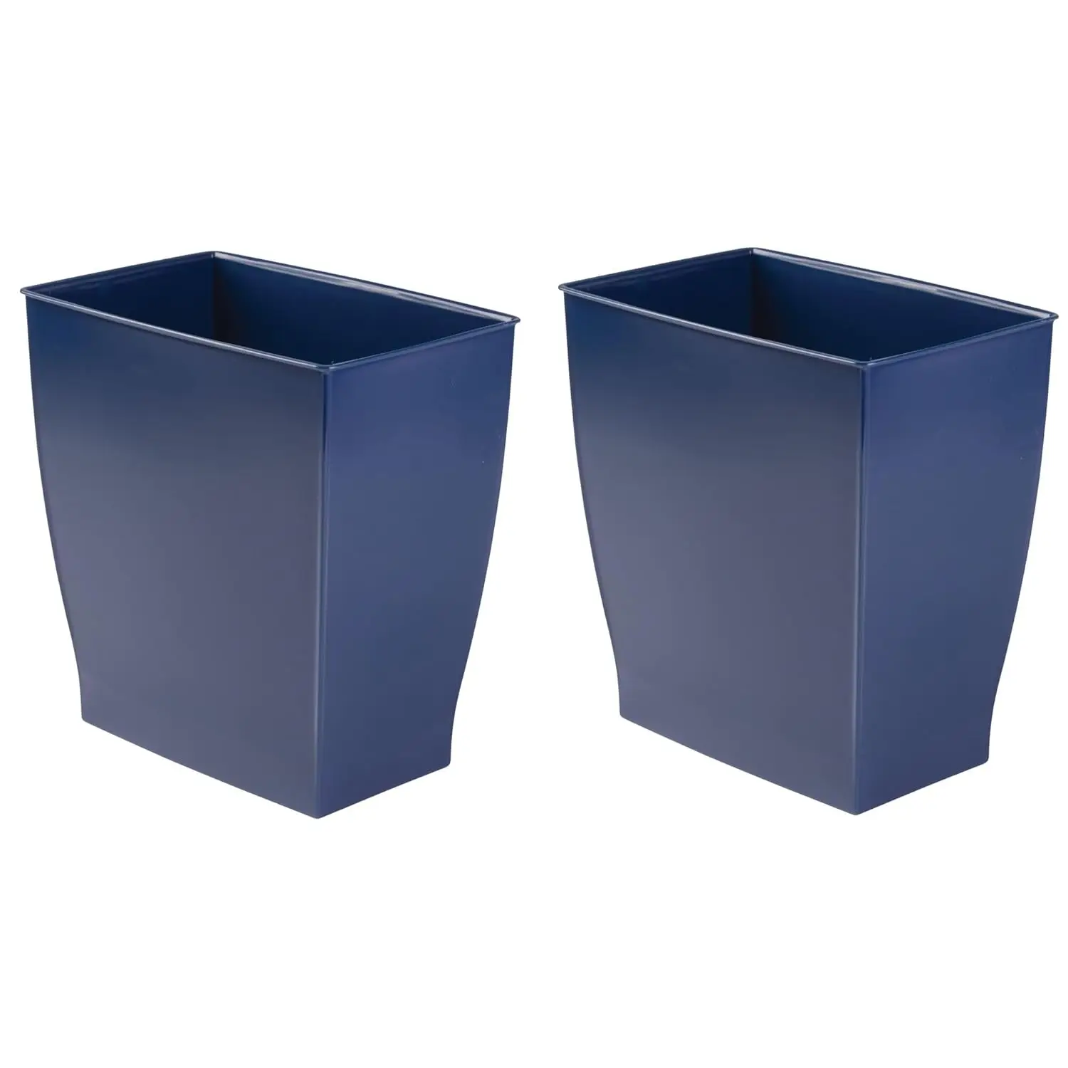 

Slim Rectangle Plastic Trash Can, 2-Pack Navy Blue for Bathroom, Bedroom, Office