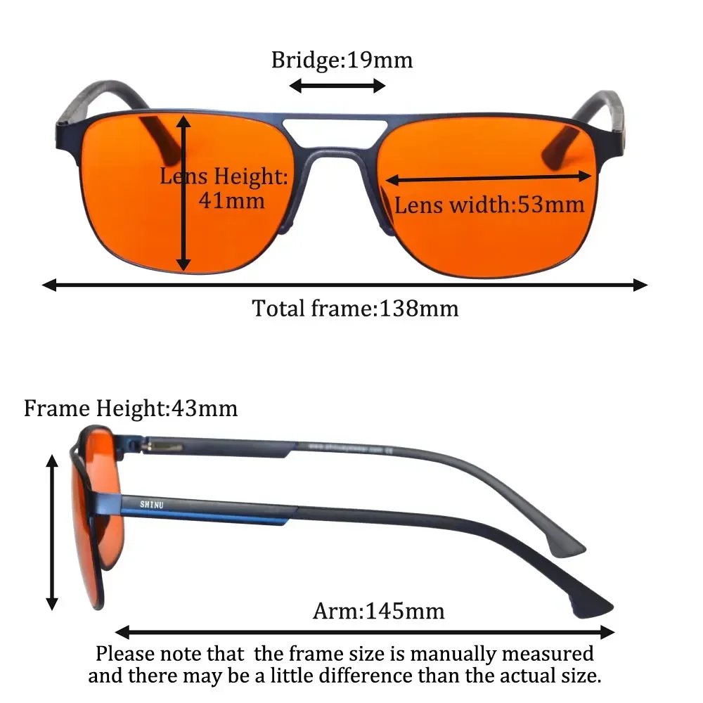 SHINU Double Bridge Glasses Men Red Lens Better Sleep Orange Lens Blue Light Blocking Game Protection Glasses Husband Gift