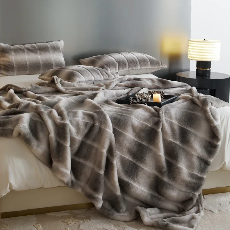 Faux Fur winter Blanket Microfiber Knee blanket thickened bed cover bed linen plush sofa blankets Bedspread bed plaid sofa cover