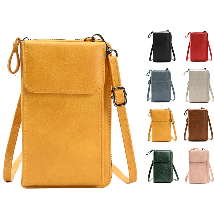 

New Flap Crossbody Bags Women Mini PU Leather Shoulder Purses Handbags for Girls Lady Phone Simple Solid Multi-functional Wallet