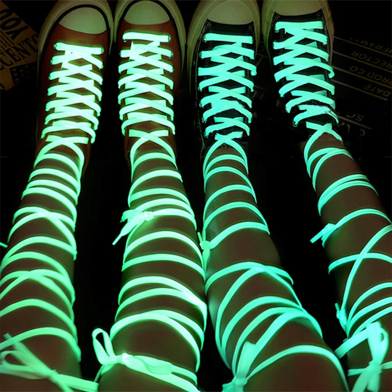 1 Pair Luminous Shoelaces for Flat Sneakers Canvas Sport Basketball Shoes Unisex In The Night Glowing Fluorescent Laces 120cm