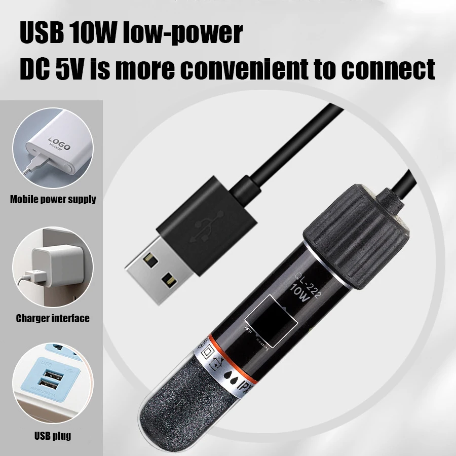 USB Mini-Aquariumheizstab für Kleine Fischbecken 26 ° C Konstanttemperatur-Aquariumheizung Tauchthermostat-Heizgerät 10W – Detail 4