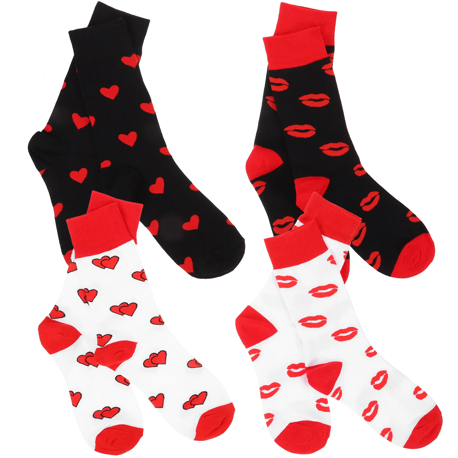 4 Pairs Love Valentine's Day Socks Men and Women Gift Pilates Cotton Breathable