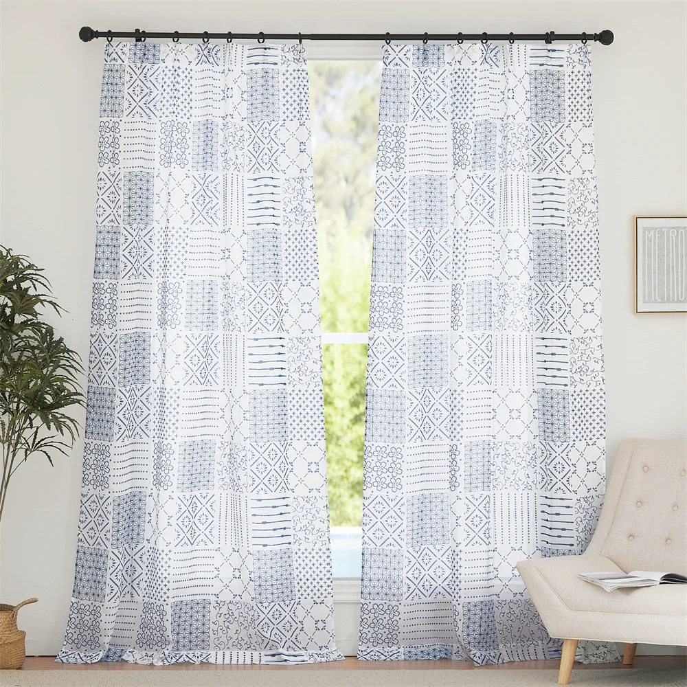 

RYB HOME 1pc Linen-textured Semi-sheer Curtains for Porch Exterior Voile Curtains for Living Room Luxury European Hooks Up