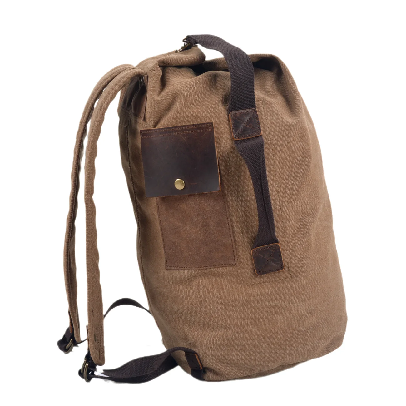 

Vintage Simple Canvas Backpack Large Capacity Cylinder Bag Outdoor Sports Backpack Travel Mountaineering Backpack