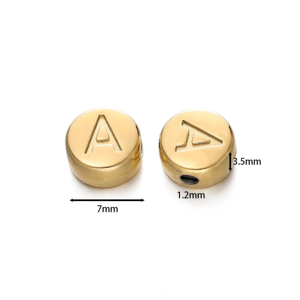 5 pz/lotto In Acciaio Inox 7mm AZ Lettera di Forma Rotonda Branelli Allentati Del Distanziatore per il Braccialetto FAI DA TE Collana Creazione di Gioielli Accessori