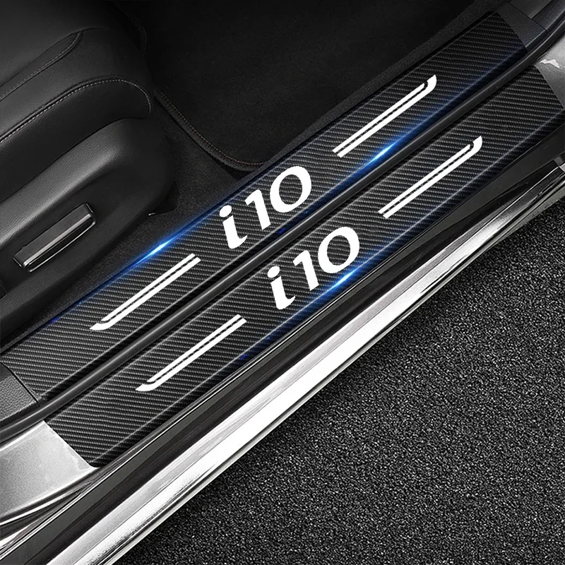 Image of Auto Vorne Hinten Tür Sill Schwelle Aufkleber Carbon Faser Aufkleber Für Hyundai i10 Abzeichen 2023 2022 2021 2020 2019 Auto zubehör