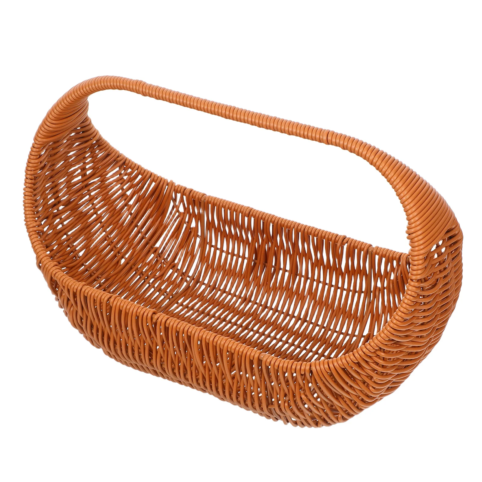 

Woven Basket with Handle - Multipurpose Handmade Style Fruit Hamper for Picnic Wedding Decoration Garden Harvest and Party