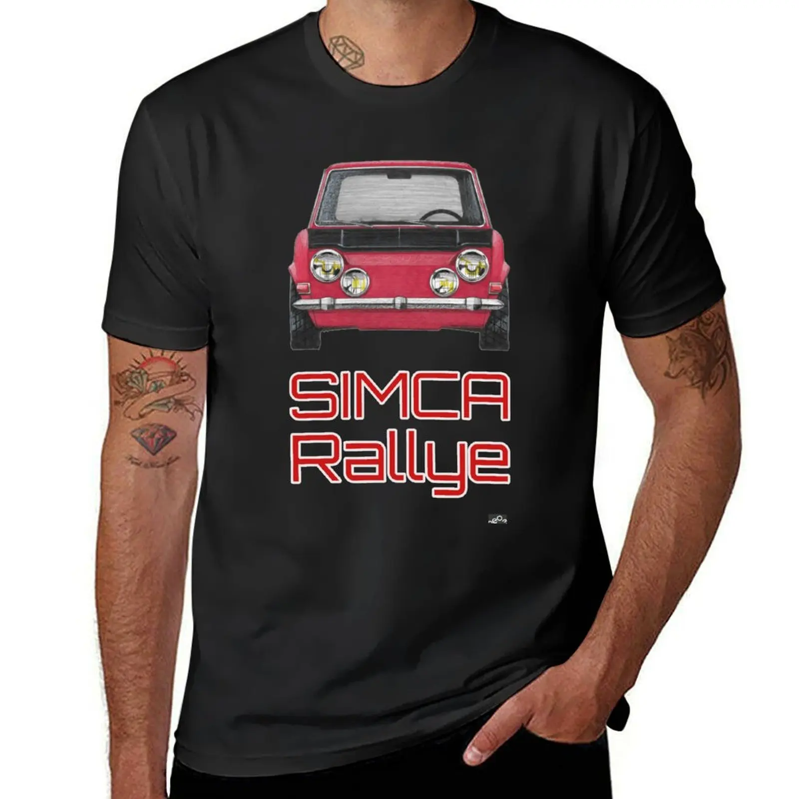 

Geo3Doodles Simca Rallye Doodle T-Shirt vintage plain T-shirts for men cotton