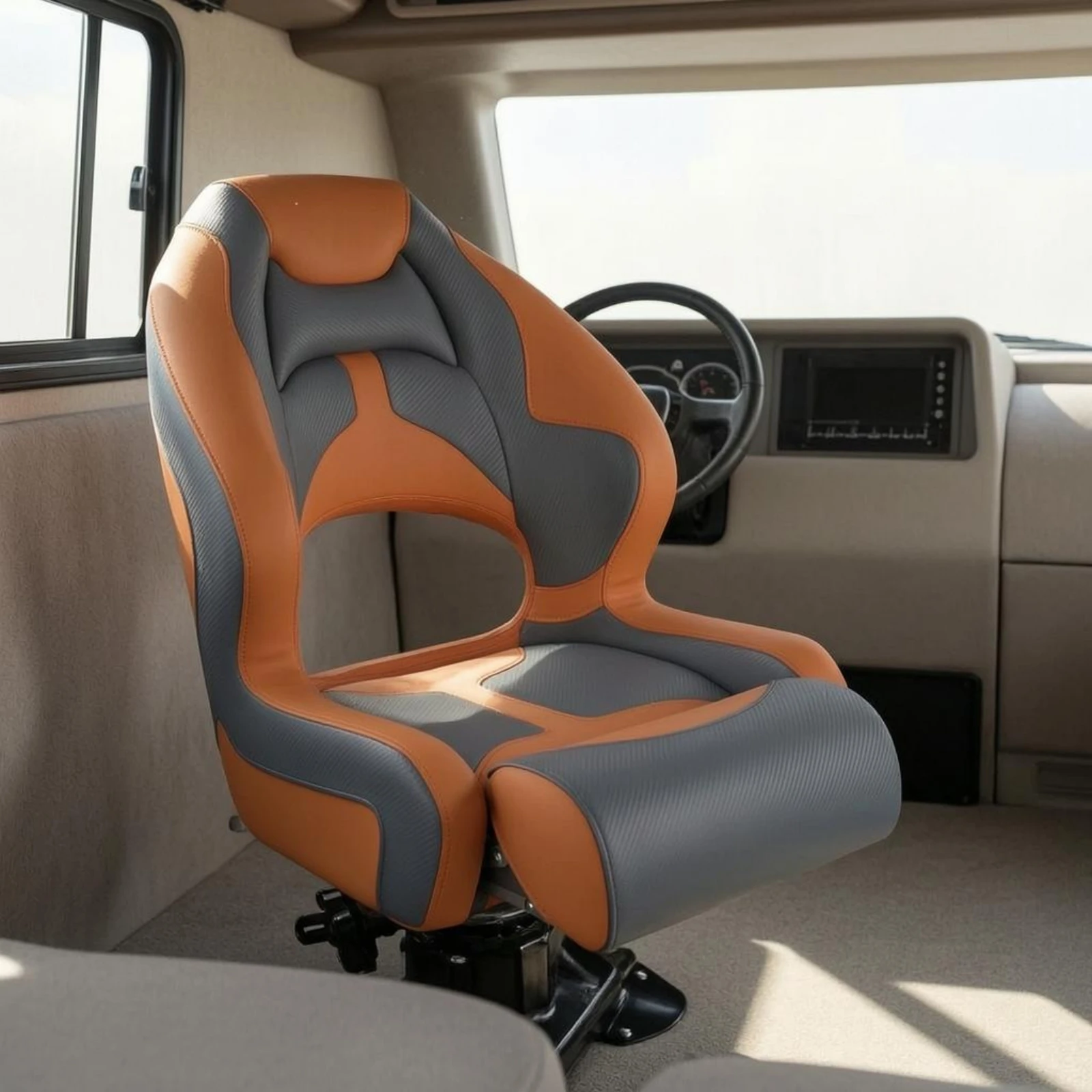 Marine Driver Seat Stitched Panel High Back Boat Seat Helm Chair Chair Waterproof Resistant