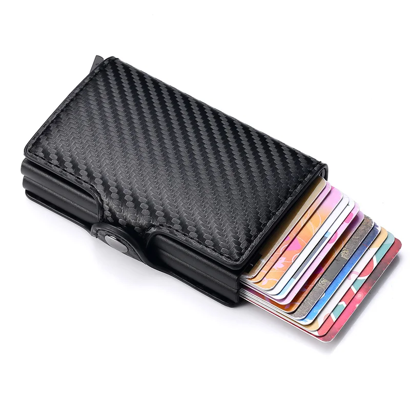 Bycobecy Smart Wallet For Men Business RFID Credit Card Holder Aluminium Double Box Card Holder Purse Money Clip Bag Slim Wallet