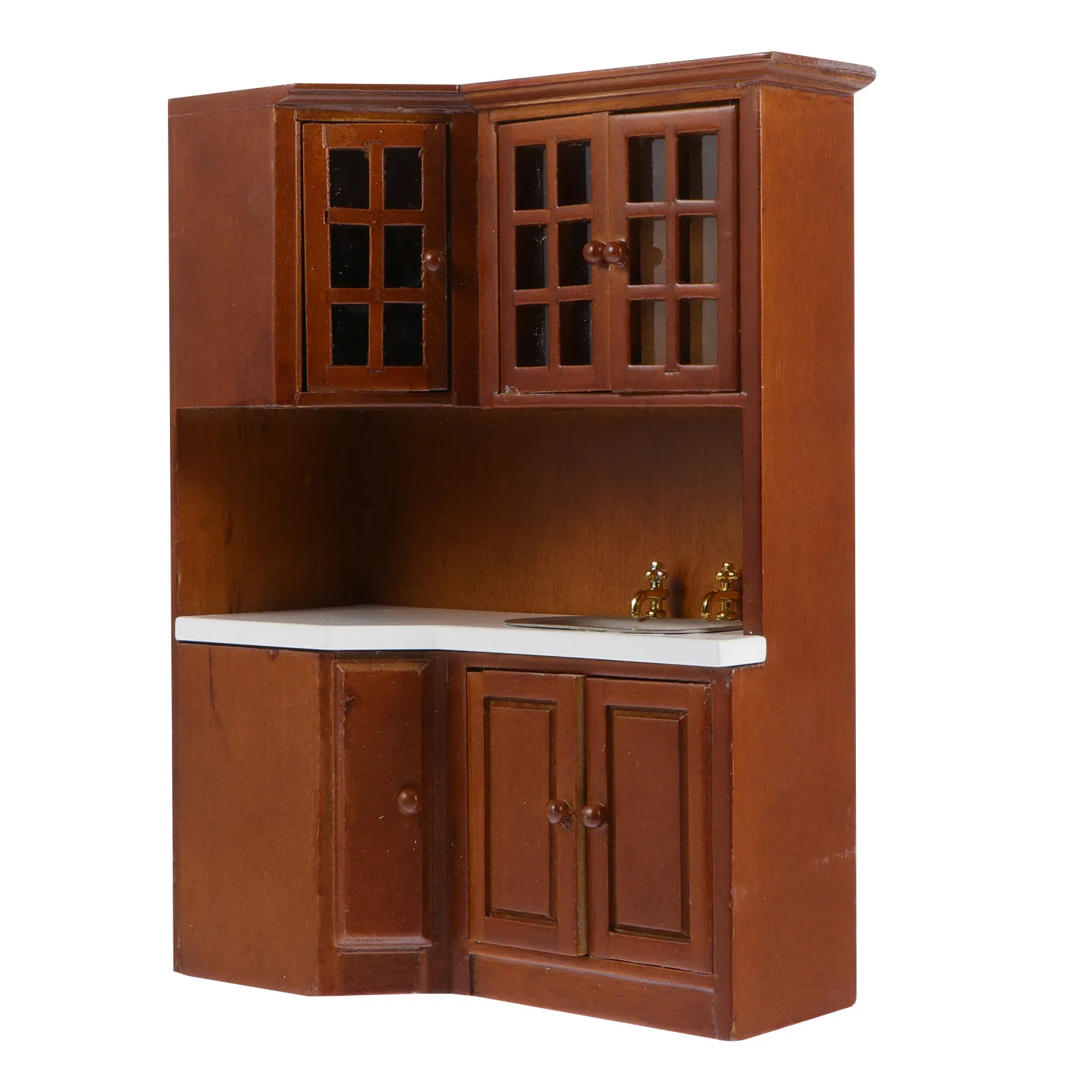 

Mini Cabinet Adornment Mini House Accessory Wooden Kitchen Furniture Miniature Sink Cabinet Decorative Photo Prop Collection