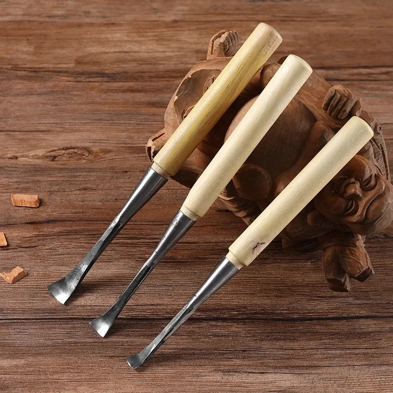 Blank Carving Knife Digging Spoons Chisel Circular Arc Knives Knockable Gouges for Carving Wood Tree Roots Carpentry Hand Tools
