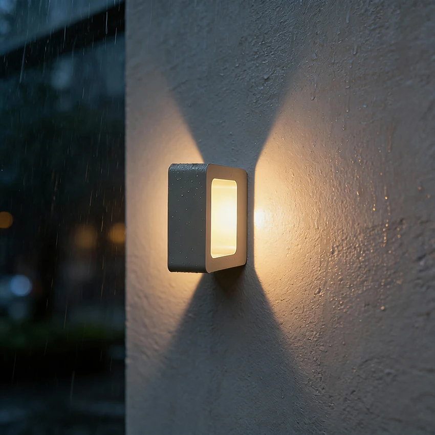 Modern Minimalist Wall Lamp 12W IP65 Waterproof Aluminum Light 3000K/6000K Round Corner Frame Sconce Outdoor Porch Lighting