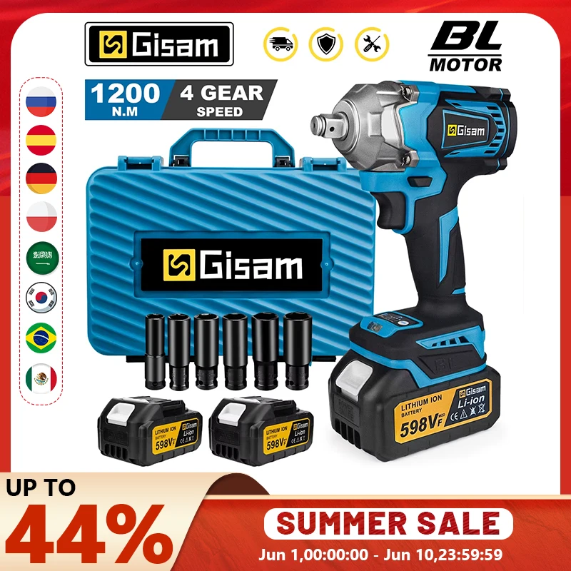 Gami – clé à chocs électrique sans balais, couple 1200N.M, clé sans fil de 1/2 pouces, tournevis, outil électrique pour broche de batterie Makita 18V