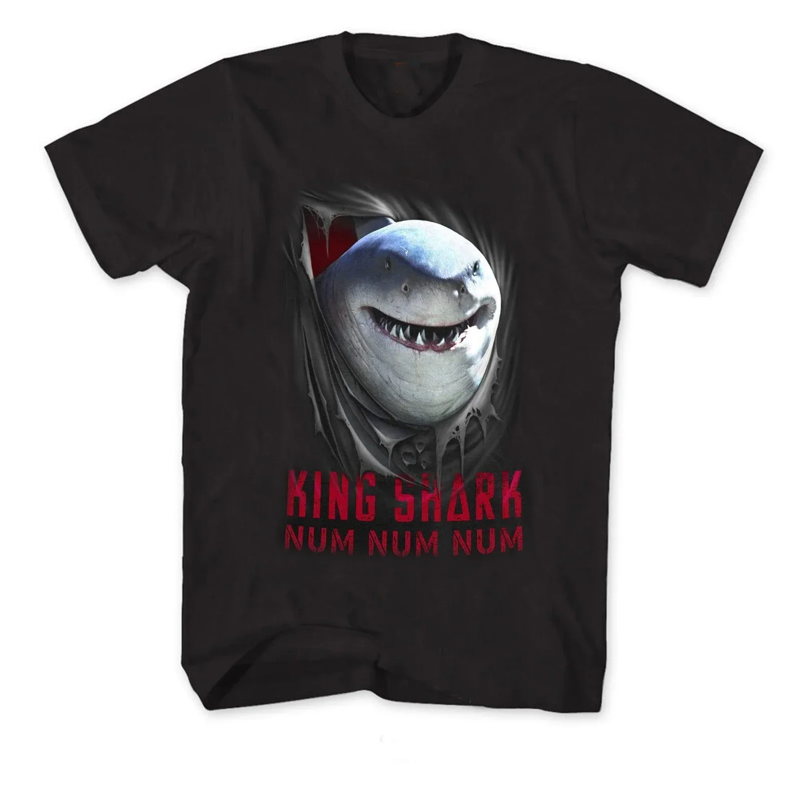 Creative Design King Shark NUM NUM 3D Printed T-Shirt. Summer Cotton O-Neck Short Sleeve Mens T Shirt New S-3XL