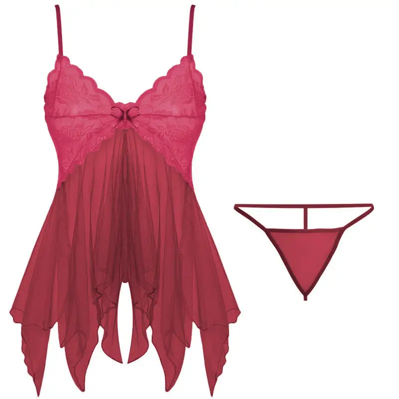 Lingerie Sexy dame soie dentelle sans manches col en V chemise de nuit chemise de nuit courte vêtements de nuit robe de nuit vêtements érotiques pour dames