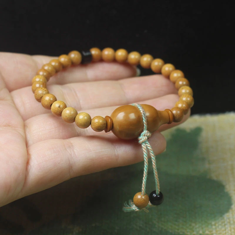 

6mm Olive Wood Gourd Bead Bracelet for Men and Women, Wooden Sandalwood Buddhist Prayer Beads Jewelry