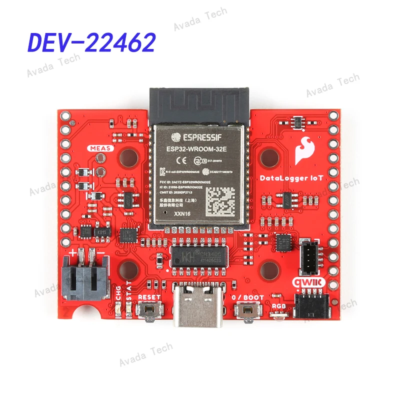 Avada Tech DEV-22462 ESP32-WROOM-32E Data Recorder Memory Evaluation Board