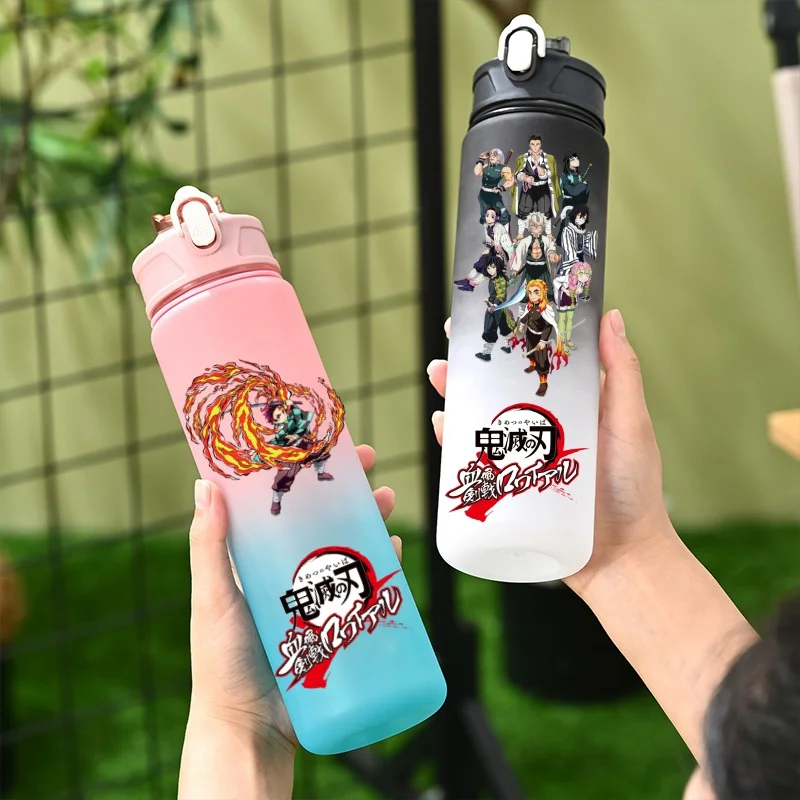 800ml Demon Slayer: Kimetsu No Yaiba Straw Water Cup Kamado Tanjiro Nezuko Cartoon Water Bottles BPA Free Drink Bottles Cup view 4