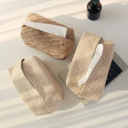 Nordic Cotton Linen Cloth Art Tissue Box Holder Car Tissue Holder Desk Table Napkin Holder Home Decor Handkerchief Box Gift