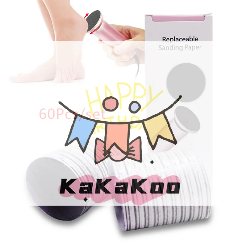 Disque de papier de verre remplaçable, 60 pièces, lime pour cuticules et pieds, élimine les callosités, pédicure morte