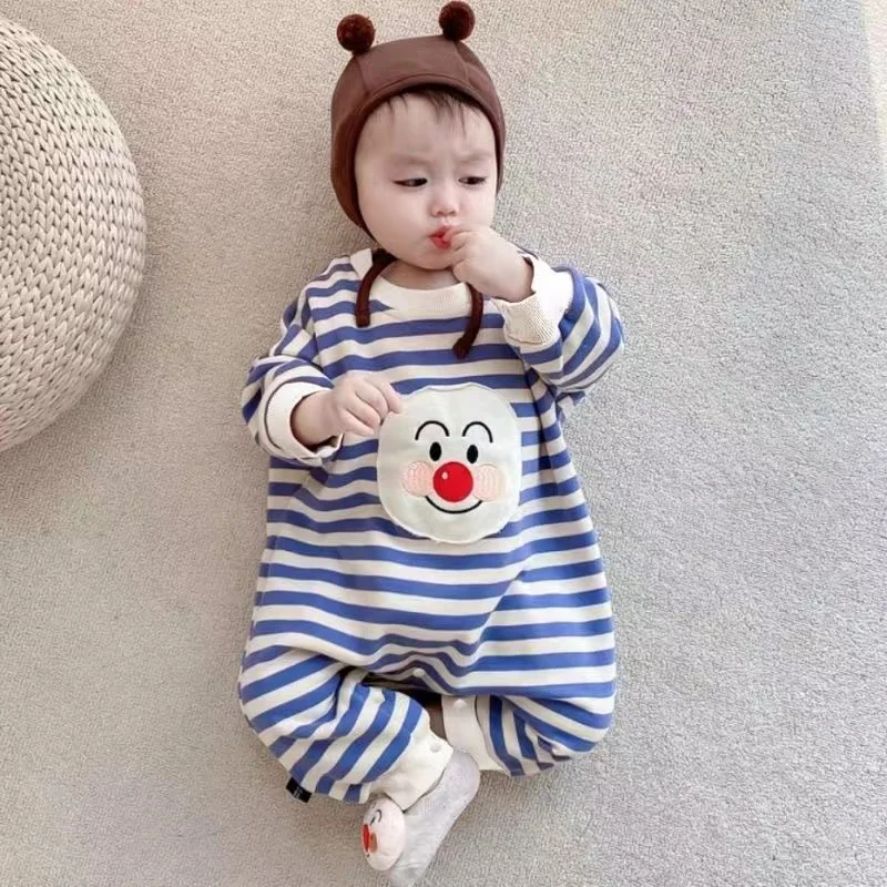 Spring Autumn Winter Newborn Baby Boys Rompers Cartoon Anpanman Print Long Sleeve Jumpsuit Girl Cotton Kid Outfit Infant Clothes