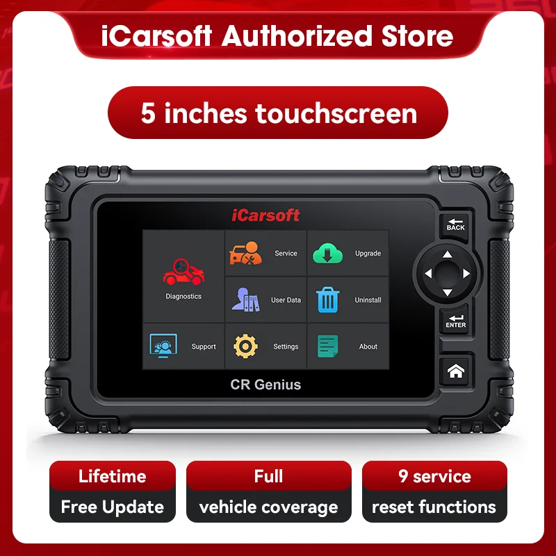 

ON SALE! iCarsoft CR Genius 5-inch Universal OBDII Diagnostic tool TPMS DPF ABS Oil (pls confirm Power adapter type:US/EU/UK/AUS