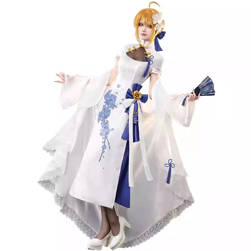 2025 New Altria Pendragon Cosplay costume Halloween Christmas Role Playing Party Pre sale Sexy Costume S-XL saber Dress White