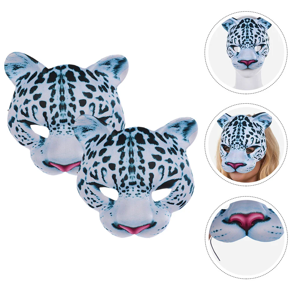 2 Pcs Decorate Halloween Snow Leopard Mask Baby Decorations Head Eva Masquerade