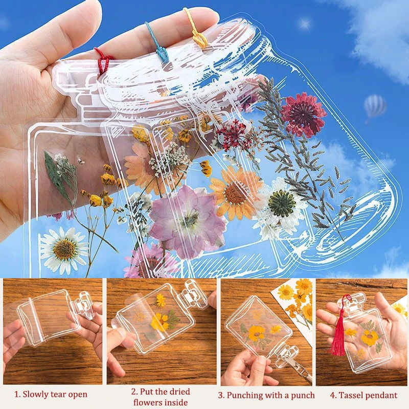 

20pcs Creative Diy Bookmark For Students Transparent Wishing Bottle Shape Bookmark Scrapbook Sticker Material Small Gift