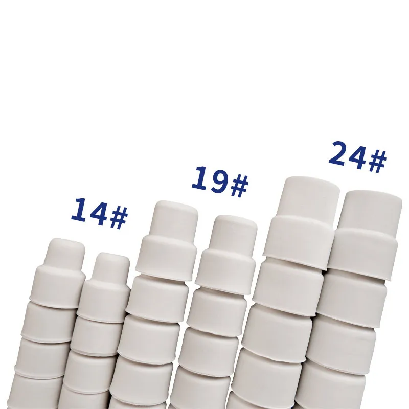 20Pcs/50Pcs Lab White Rubber Stopper Reverse Thread Cap 14# 19# 24# Rubber Sealing Plug for Laboratory Bottles