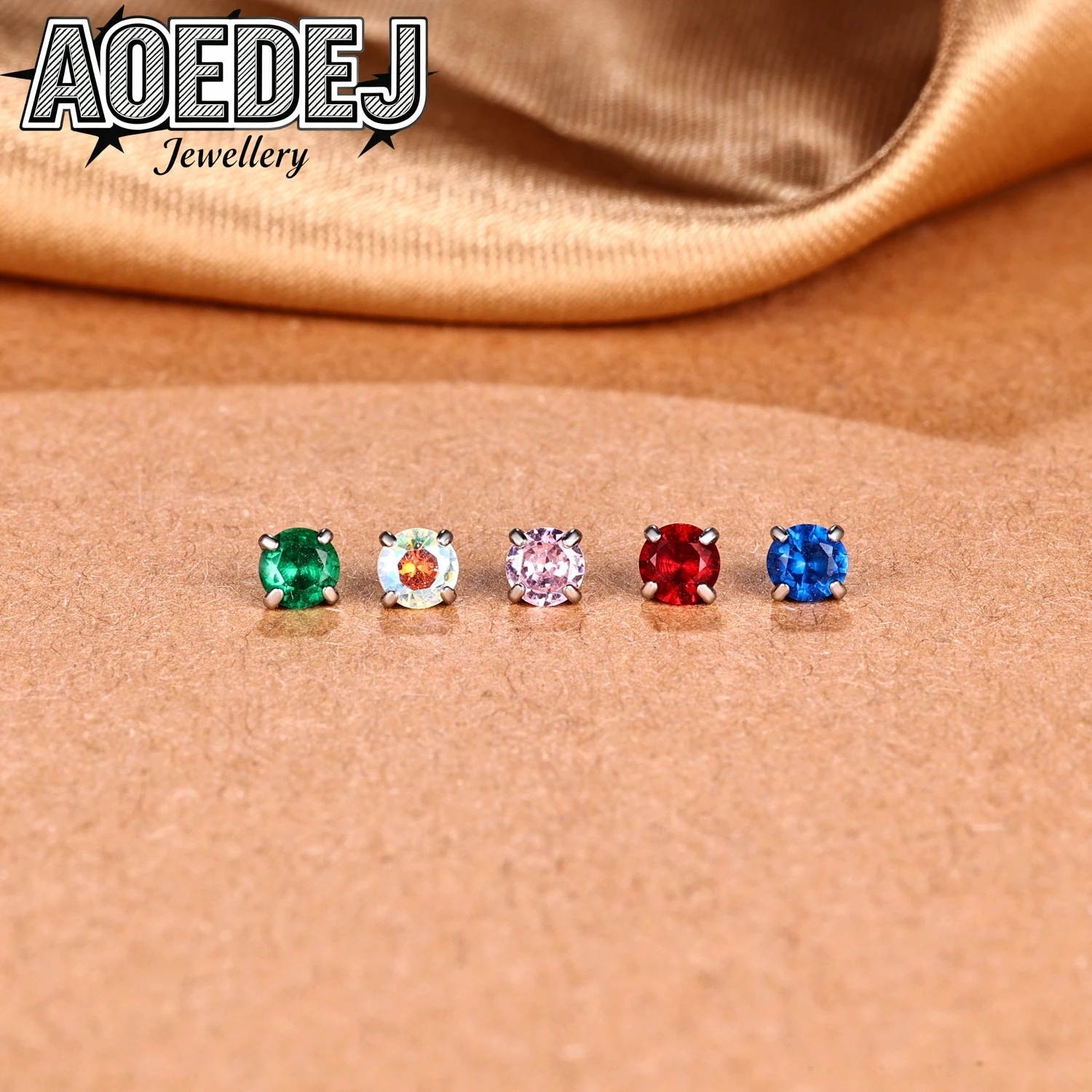 AOEDEJ 1 PC-10pcs/lot 20G Stainless Steel Labret Lip Studs 3MM Zircon Stud Earrings Colorful Accessory Head Tops Helix Piercings