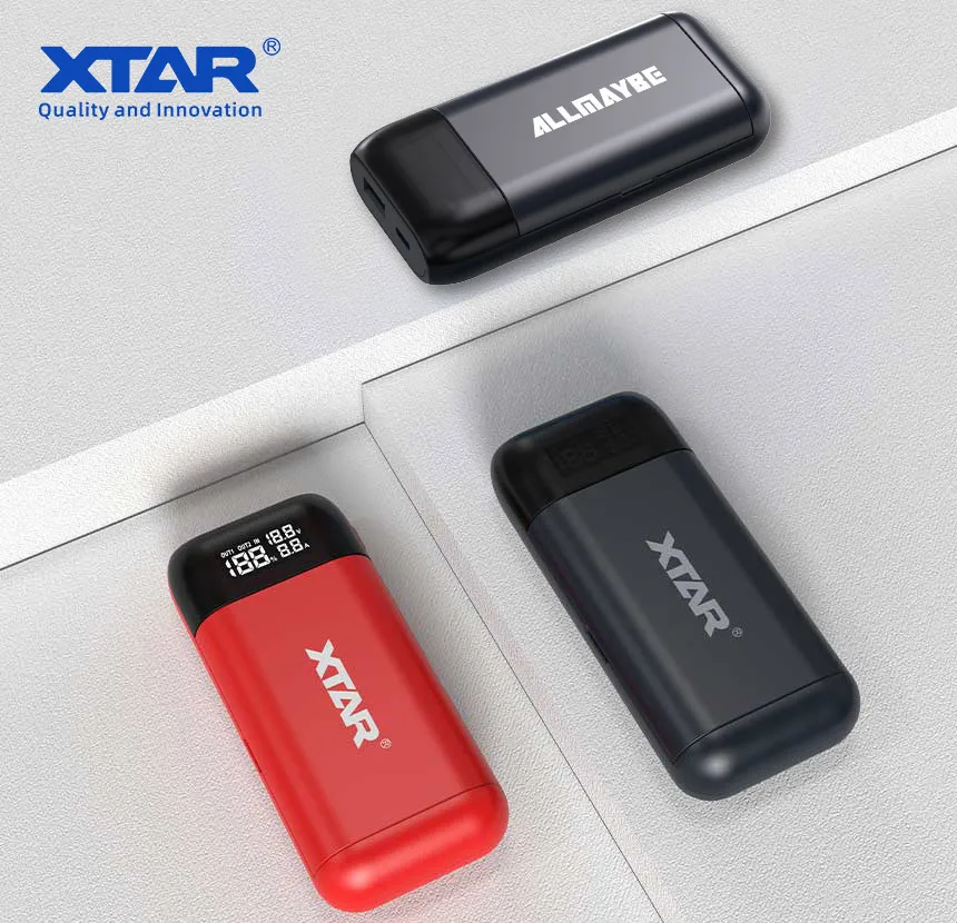 XTAR PB2SL/PC2 Battery Charger 18650/21700/20700 Power Bank 18W QC3.0 Fast Charge Charger Type C Charging Li ion Battery 18650