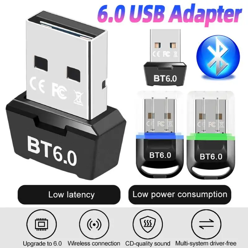

Bluetooth 6.0 Adapter USB Dongle Adapter Wireless Small Transmitter Receiver for PC Mouse Keyboard Headphones Audio Speakers