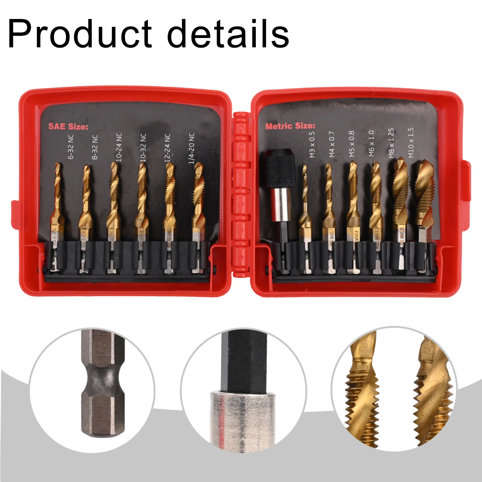 13PCS/set Taps Drill Bits Metric Tap Compound Drill Bits Kit Hex Shank Quick Change Adapter Drill Tap Deburr And Counter Holes