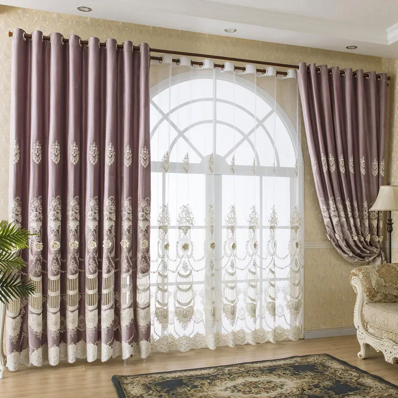 European Luxury Exquisite Curtains Hanging Soft Chinese Style Curtains for Living Room Bedroom High-precision Chiffon Curtains