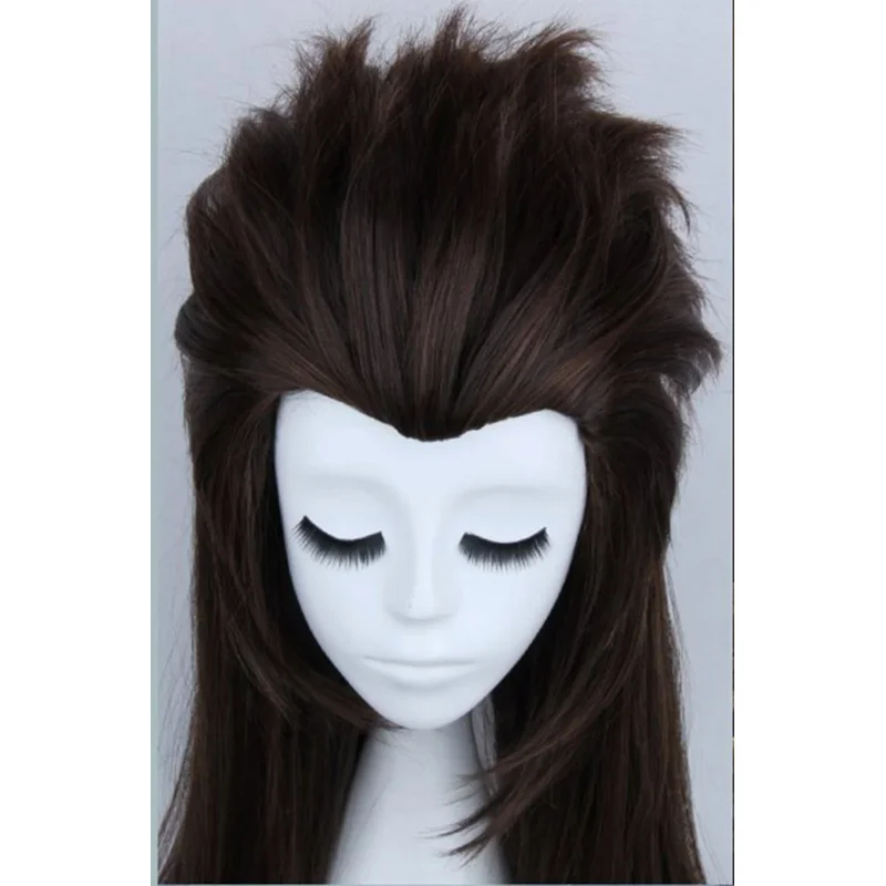 Sallyface-Peruca de Cosplay Bob Encaracolado, Longo, Castanho, Misto, Cabelo Resistente ao Calor, Tra, Boné, 70cm