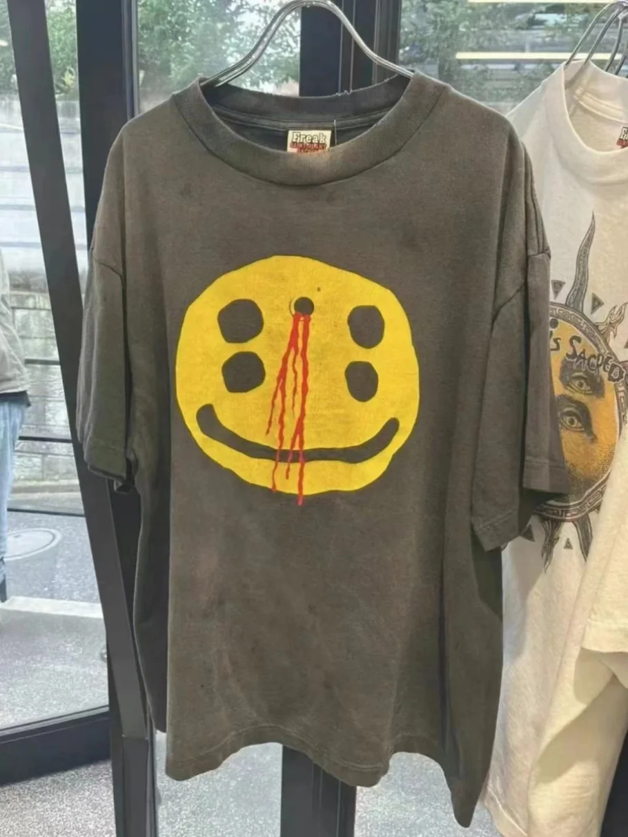 

Collaboration Edition CPFM My Smile Beast Waed out Винтажная футболка ort Sve Свободный крой круглый Ne Youth Faion Summe...