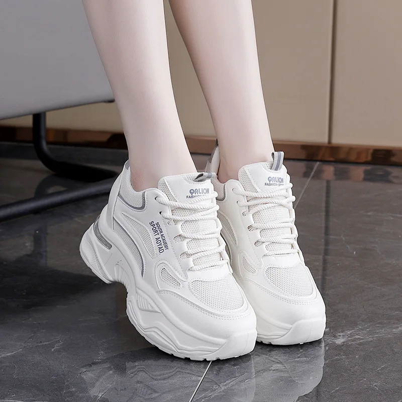 2026 Women's Thick soled Interior Height Boosting Dad Shoes Fashion New Style Mesh Breathable Versatile Soft soled Sports Shoes