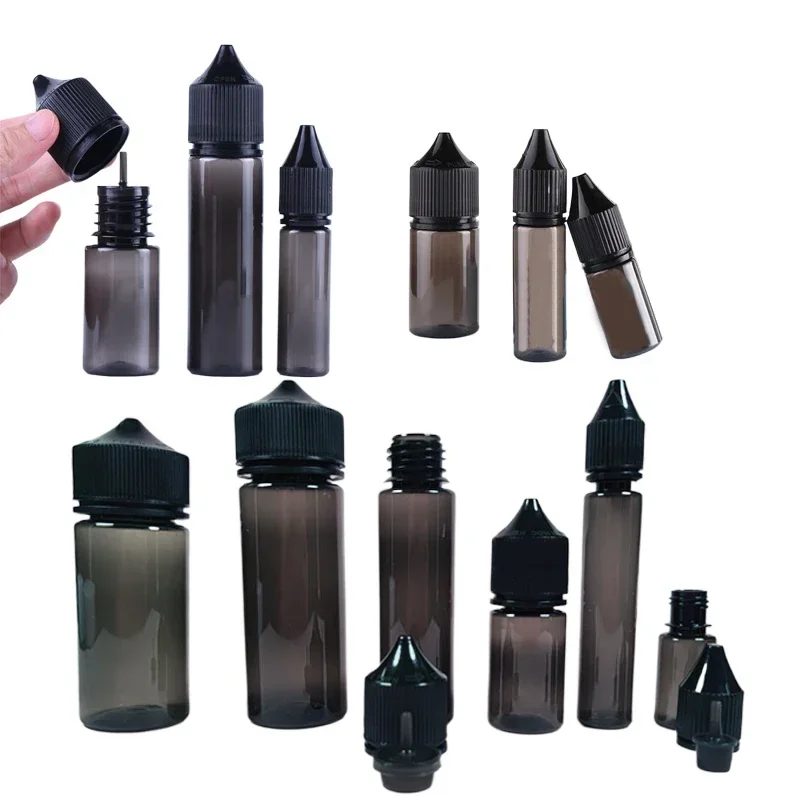 10Pcs 10ml-120ml Portable Plastic Dropper Bottles W/ Childproof Caps Black Eye Empty Containers For E Juice Liquid Vape Oils