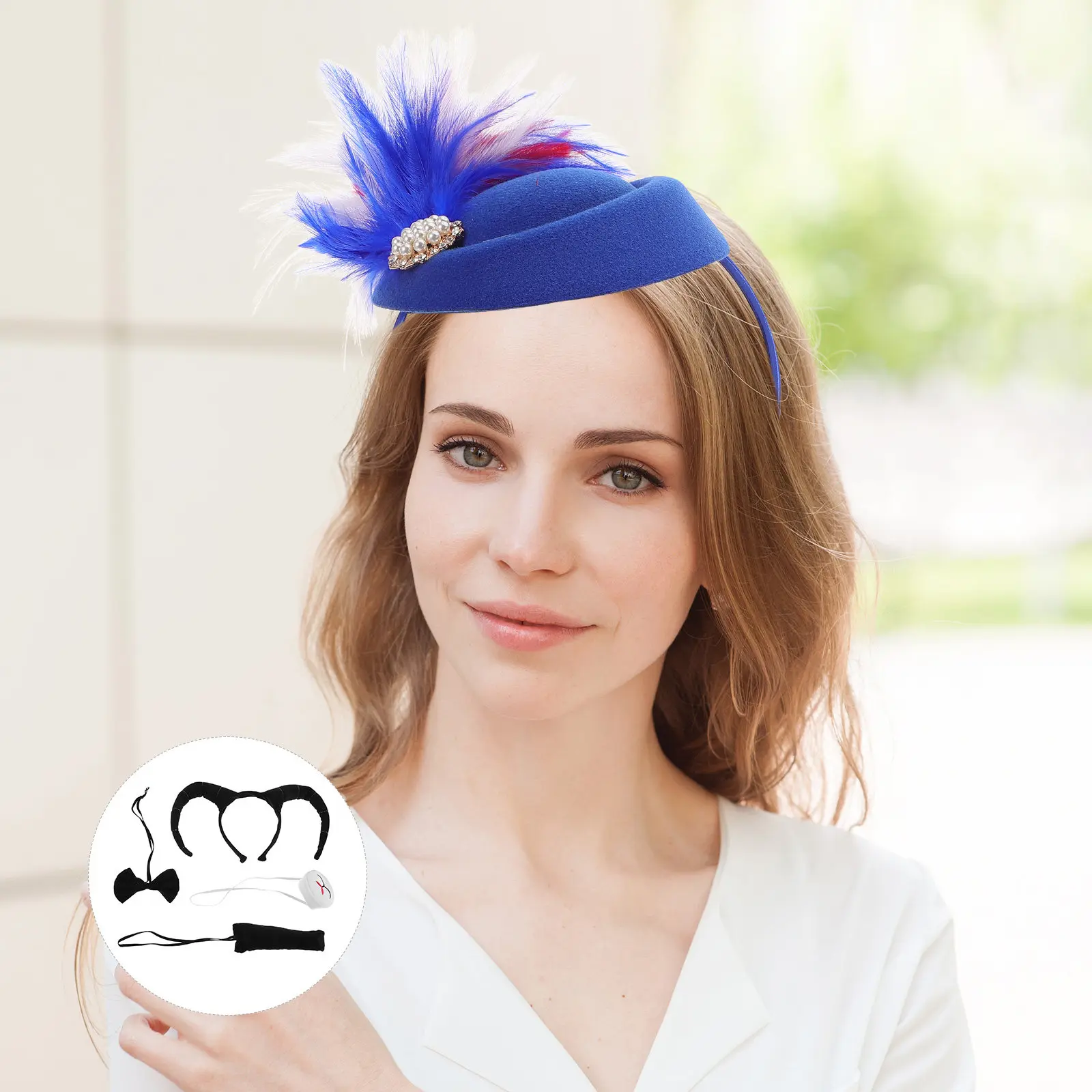 

Plume French Vintage Fascinator Hat Elegant Bridal Wedding Headpiece Tea Party Banquet Headwear Women Fashion Hat Accessories