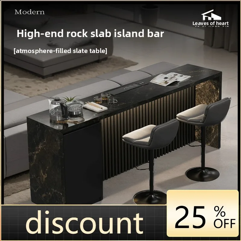 LH light luxury rock slab bar table household solid wood cabinet door living room partition backrest cabinet